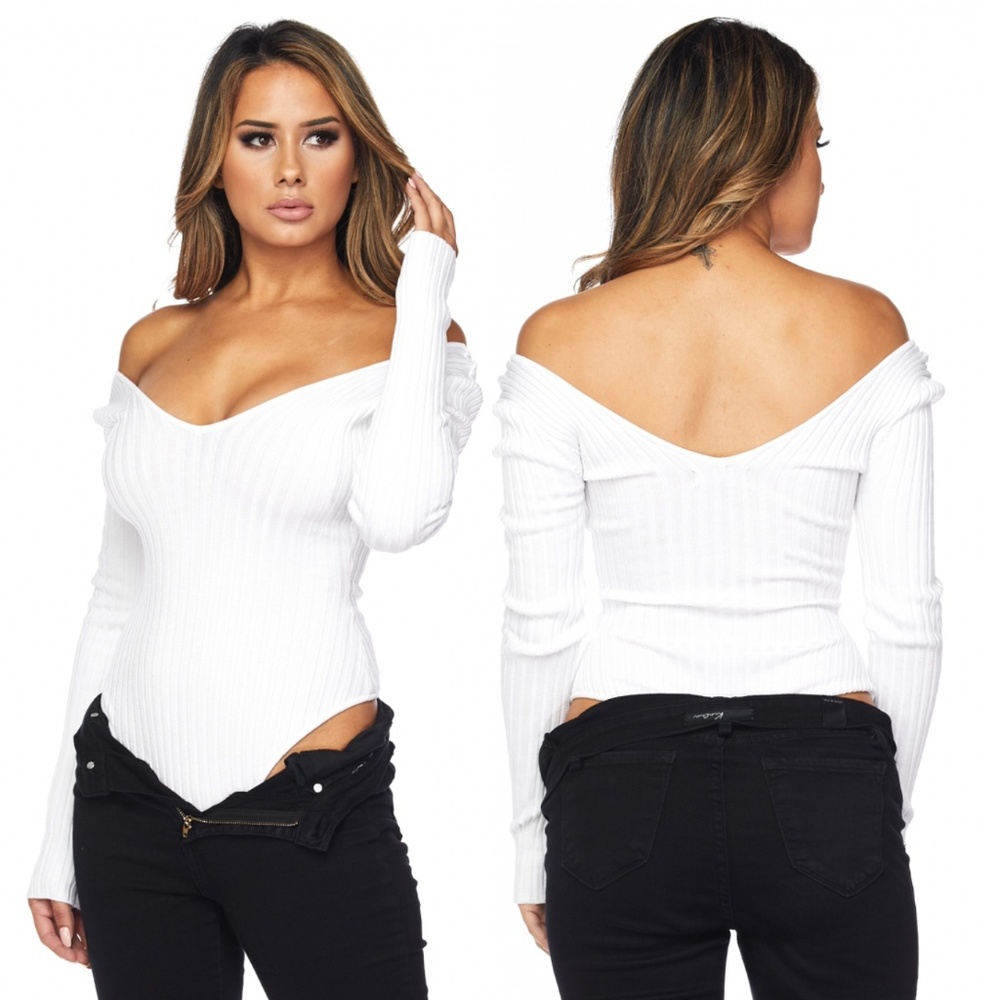 White Ribbed Bodysuit - Picture 4 of 8